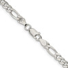Lex & Lu Sterling Silver 4.75mm Pave Flat Figaro Chain Necklace or Bracelet- 3 - Lex & Lu