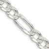 Lex & Lu Sterling Silver 7mm Pave Flat Figaro Chain Necklace or Bracelet - Lex & Lu