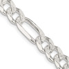 Lex & Lu Sterling Silver 8mm Pave Flat Figaro Chain Necklace or Bracelet - Lex & Lu