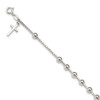 Lex & Lu Sterling Silver Cross on Bead Bracelet 7.25'' - Lex & Lu
