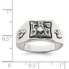 Lex & Lu Sterling Silver Antiqued Masonic Ring LAL43652- 3 - Lex & Lu