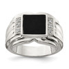 Lex & Lu Sterling Silver Men's CZ and Onyx Ring - Lex & Lu