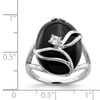 Lex & Lu Sterling Silver Onyx & CZ Ring- 3 - Lex & Lu