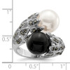 Lex & Lu Sterling Silver Marcasite Black and White Cultured Pearl Ring- 4 - Lex & Lu