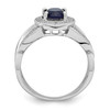 Lex & Lu Sterling Silver Dark Blue Glass & CZ Ring- 2 - Lex & Lu