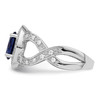 Lex & Lu Sterling Silver Dark Blue Glass & CZ Ring- 3 - Lex & Lu