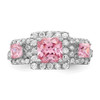 Lex & Lu Sterling Silver Pink Square CZ Ring- 5 - Lex & Lu