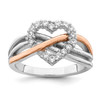 Lex & Lu Sterling Silver and Vermeil Polished CZ Heart Ring - Lex & Lu