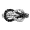 Lex & Lu Sterling Silver w/Rhodium Black and Clear CZ Love Knot Ring- 5 - Lex & Lu