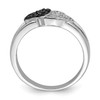 Lex & Lu Sterling Silver w/Rhodium Clear & Black CZ Hearts Ring- 2 - Lex & Lu