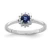 Lex & Lu Sterling Silver w/Rhodium Round Sapphire & Diamond Ring - Lex & Lu