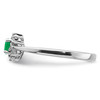 Lex & Lu Sterling Silver w/Rhodium Round Emerald & Diamond Ring- 4 - Lex & Lu