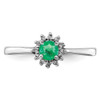 Lex & Lu Sterling Silver w/Rhodium Round Emerald & Diamond Ring- 5 - Lex & Lu