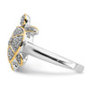 Lex & Lu Sterling Silver CZ and Flash Gold-Plated Turtle Ring- 4 - Lex & Lu