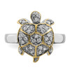 Lex & Lu Sterling Silver CZ and Flash Gold-Plated Turtle Ring- 5 - Lex & Lu