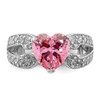 Lex & Lu Sterling Silver Round Pink & White CZ Ring- 5 - Lex & Lu