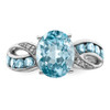 Lex & Lu Sterling Silver Diamond & Light Swiss Blue Topaz Ring LAL43980- 5 - Lex & Lu