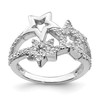 Lex & Lu Sterling Silver w/Rhodium CZ Triple Star Ring - Lex & Lu