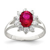 Lex & Lu Sterling Silver Red Oval CZ Cluster Ring - Lex & Lu