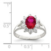 Lex & Lu Sterling Silver Red Oval CZ Cluster Ring- 3 - Lex & Lu