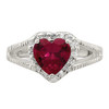 Lex & Lu Sterling Silver Red CZ Heart Ring- 5 - Lex & Lu