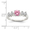 Lex & Lu Sterling Silver Pink Round CZ w/Side Stones Ring- 3 - Lex & Lu