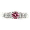 Lex & Lu Sterling Silver Pink Round CZ w/Side Stones Ring- 5 - Lex & Lu