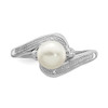 Lex & Lu Sterling Silver w/Rhodium Diamond & FWC Pearl Ring LAL44165- 5 - Lex & Lu