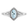 Lex & Lu Sterling Silver w/Rhodium Diamond & Aquamarine Marquise Ring- 5 - Lex & Lu