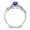 Lex & Lu Sterling Silver w/Rhodium Diamond and Amethyst Oval Ring LAL44175- 2 - Lex & Lu