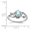 Lex & Lu Sterling Silver w/Rhodium Diamond & Aquamarine Oval Ring LAL44176- 3 - Lex & Lu