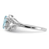 Lex & Lu Sterling Silver w/Rhodium Diamond & Aquamarine Oval Ring LAL44176- 4 - Lex & Lu