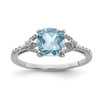 Lex & Lu Sterling Silver w/Rhodium Diamond and Sky Blue Topaz Ring LAL44187 - Lex & Lu