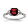 Lex & Lu Sterling Silver w/Rhodium Diamond and Garnet Ring - Lex & Lu