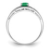 Lex & Lu Sterling Silver w/Rhodium Emerald Ring- 2 - Lex & Lu