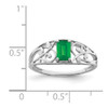 Lex & Lu Sterling Silver w/Rhodium Emerald Ring- 4 - Lex & Lu