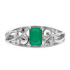 Lex & Lu Sterling Silver w/Rhodium Emerald Ring- 5 - Lex & Lu