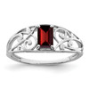 Lex & Lu Sterling Silver w/Rhodium Garnet Ring LALQR4503GA - Lex & Lu