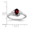 Lex & Lu Sterling Silver w/Rhodium Diamond & Garnet Ring- 3 - Lex & Lu