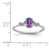 Lex & Lu Sterling Silver w/Rhodium Diamond and Amethyst Oval Ring LAL44206- 4 - Lex & Lu