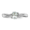 Lex & Lu Sterling Silver w/Rhodium Diamond & Aquamarine Oval Ring LAL44209- 5 - Lex & Lu