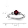 Lex & Lu Sterling Silver w/Rhodium Diamond and Garnet Round Ring- 3 - Lex & Lu