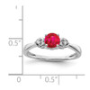 Lex & Lu Sterling Silver w/Rhodium Diamond and Ruby Round Ring- 3 - Lex & Lu