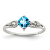 Lex & Lu Sterling Silver w/Rhodium Diamond & Sky Blue Topaz Cushion Ring LAL44225 - Lex & Lu