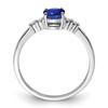 Lex & Lu Sterling Silver w/Rhodium Diamond & Sapphire Oval Ring- 2 - Lex & Lu