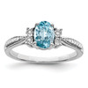 Lex & Lu Sterling Silver Diamond & Light Blue Topaz Ring LAL44257 - Lex & Lu