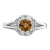 Lex & Lu Sterling Silver Whiskey Quartz Diamond Ring LAL44306- 5 - Lex & Lu