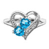 Lex & Lu Sterling Silver Blue Topaz Diamond Ring LAL44312- 5 - Lex & Lu
