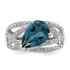 Lex & Lu Sterling Silver w/Rhodium Diamond & London Blue Topaz Ring LAL44338- 5 - Lex & Lu