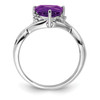 Lex & Lu Sterling Silver w/Rhodium Amethyst White Topaz Trillion Ring- 2 - Lex & Lu